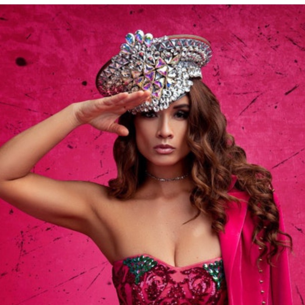 Lucia’s Sarto rhinestone hat, DIY. Soviet military.